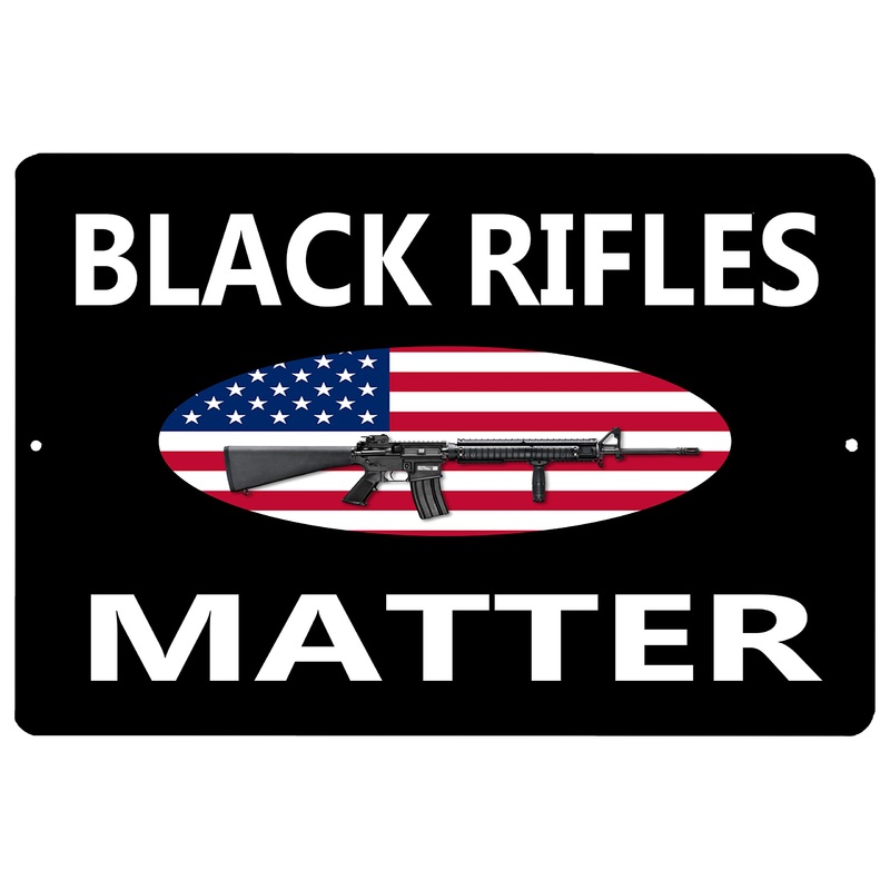 Rogue River Tactical Funny Pro 2nd Gun Metal Tin Sign Wall Decor Man Cave Bar Black Rifles Matter