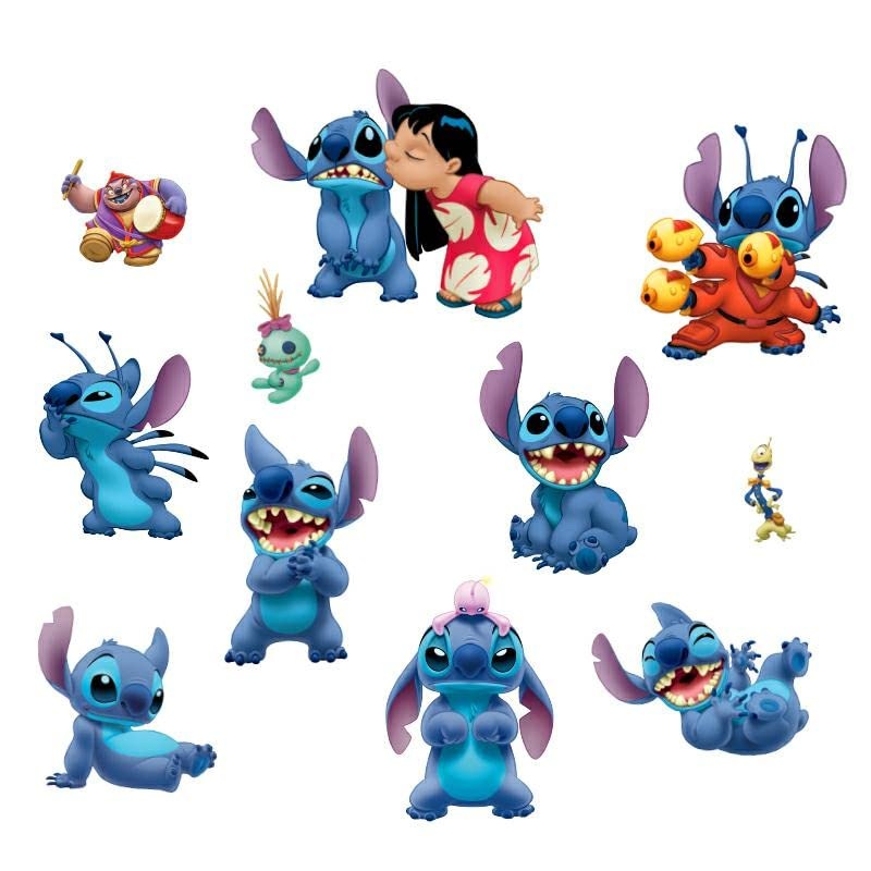 SKTWTL 3D Lilo and Stitch Wall Stickers Children Cartoon Wall Decals Bedroom Background Wall Decoration PVC Wall Decor for Nursery Kids Paly Room Living Room Bedroom (16.5X23.6) inch W05