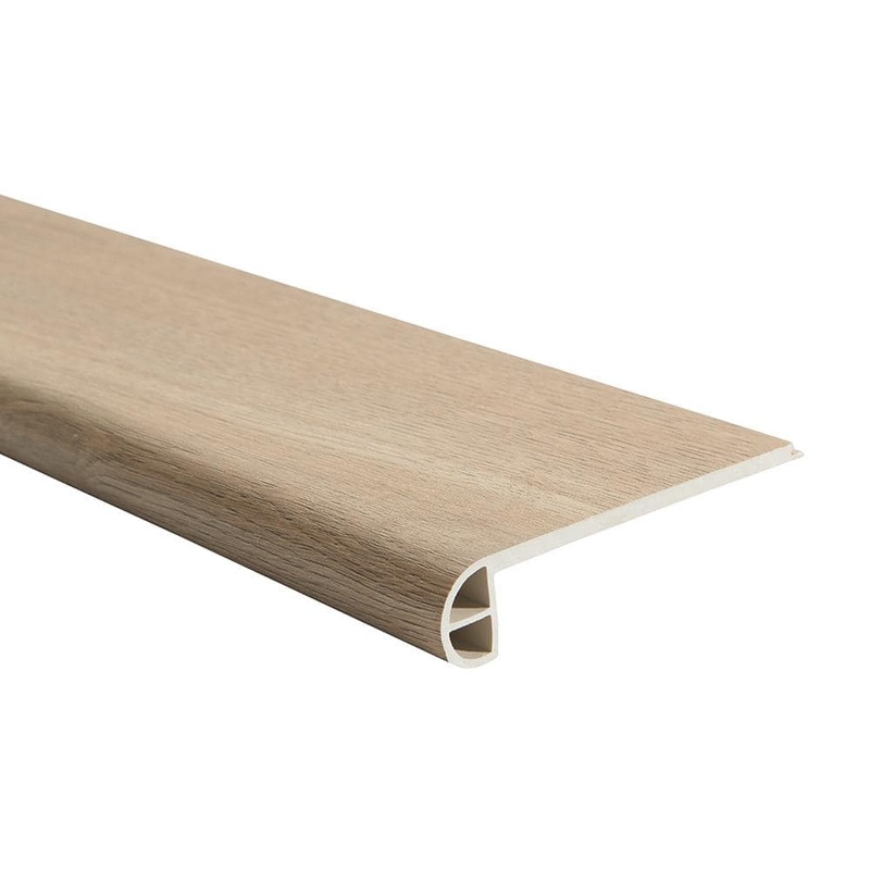 Malibu Wide Plank French Oak Mavericks/Montclair 0.984 in. T x 4.527 in. W x 94.48 in. L Vinyl Flush Stair Nose Molding HDMLCL953-FSN