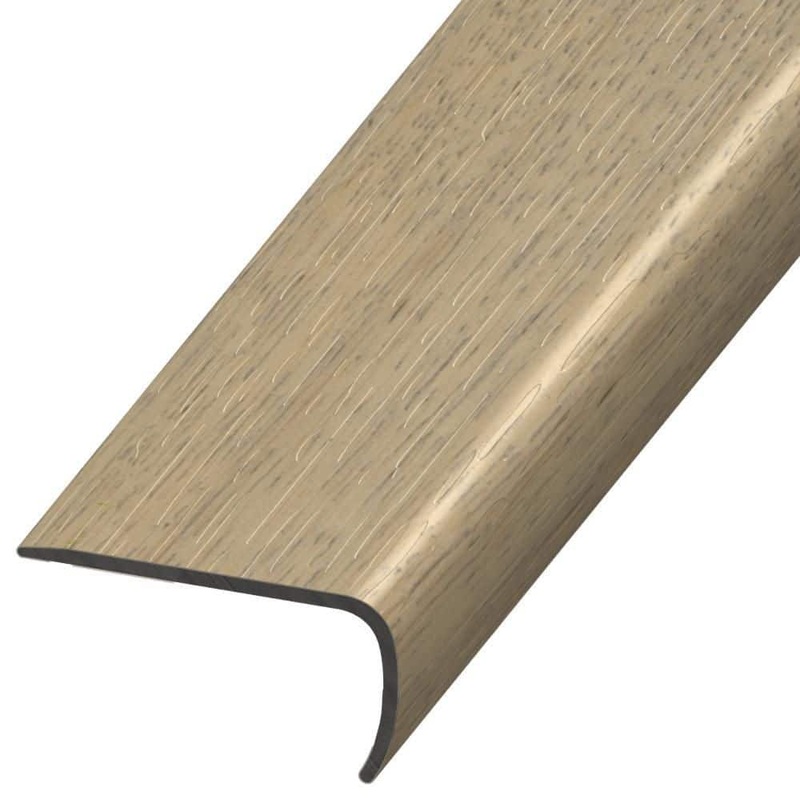 DuraDecor Liz Marie’s Modern Maven Cliffside Tan 1 in. T x 2 in. W x 94 in. L Stair Nose Molding VE119424