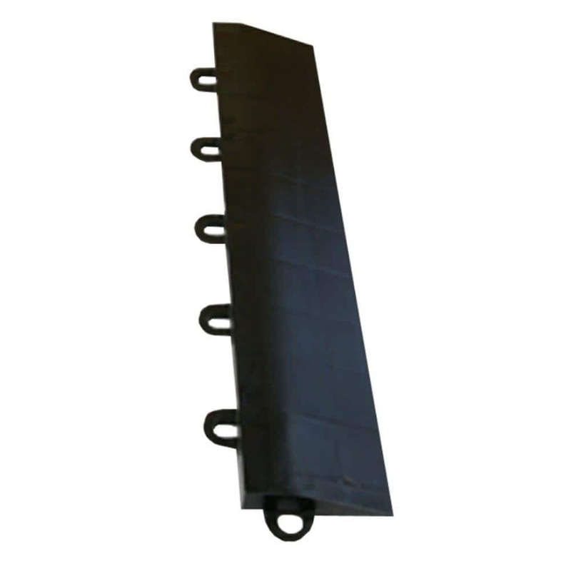 Greatmats Max Tile Black 2-3/8 in. x 12 in. x 5/8 in. Female Border Vinyl Interlocking Raised Floor Tile (Case of 4) MAXTBRDFBK4