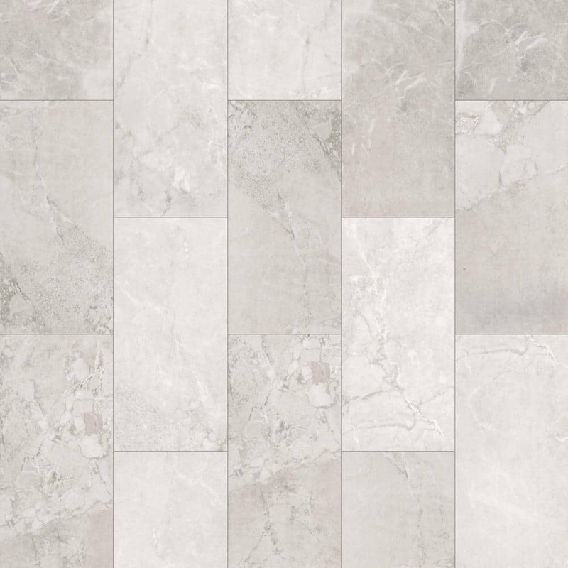 Mohawk Elite Ice Cap Marble 20 MIL x 12 in. W x 24 in. L Click Lock Waterproof Vinyl Tile Flooring (24 sqft/case) VFE13-111