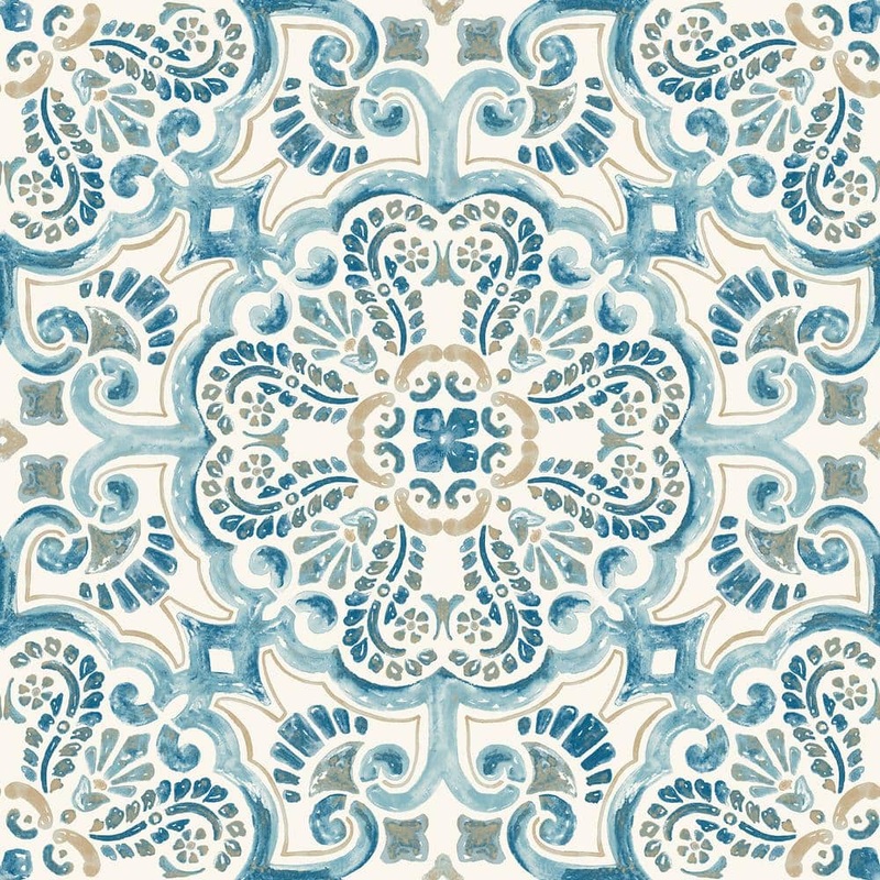 FloorPops Fontaine 12 in. W x 12 in. L Blue Peel & Stick Vinyl Tile Flooring (10 sq. ft./case) FP2477