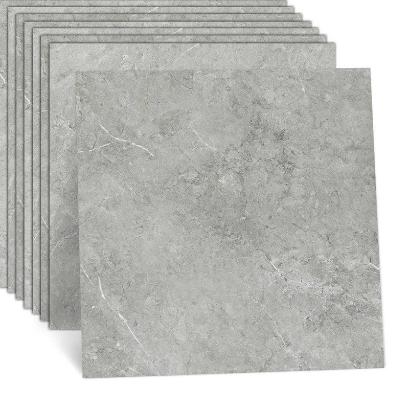Jeedeson 24 Tiles 4 MIL x 18 in. x 18 in. Peel and Stick Water Resistant Luxury Vinyl Tile Flooring, Grey Marble (54 sq. ft./Box) JDS-BS003-24P