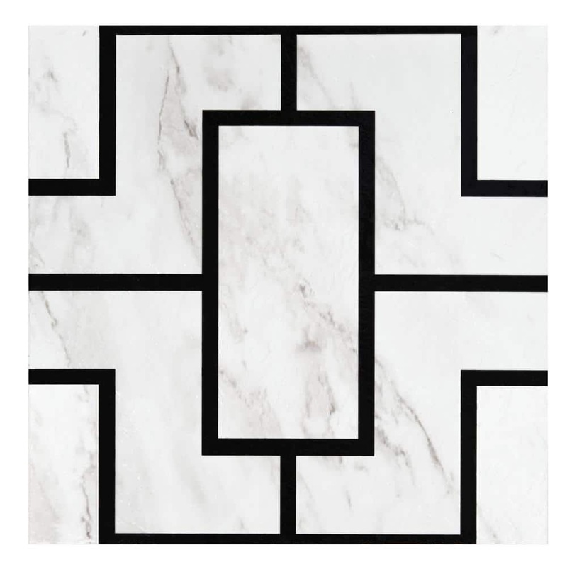ACHIM Retro 12 in. W x 12 in. L Affinity Black Marble Water Resistant Peel and Stick Vinyl Tile Flooring (20 sq. ft./case) RTFTV61220