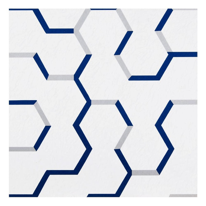 ACHIM Retro 12 in. W x 12 in. L Geo Puzzle Navy Water Resistant Peel and Stick Vinyl Tile Flooring (20 sq. ft./case) RTFTV60720