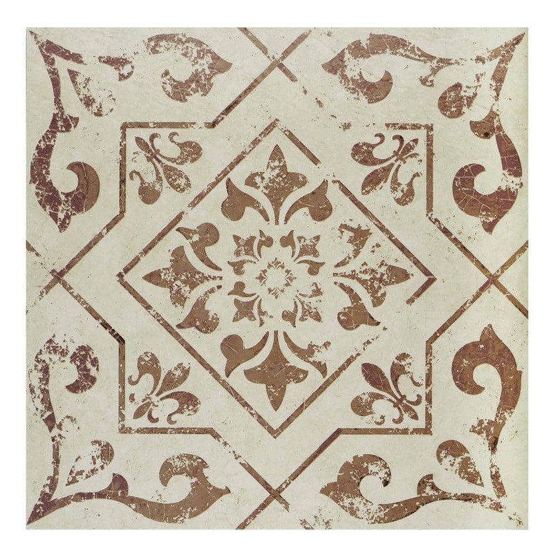 ACHIM Retro 12 in. W x 12 in. L Villa Tan/Burgundy Peel and Stick Vinyl Tile Flooring (20 sq. ft./case) RTFTV62220