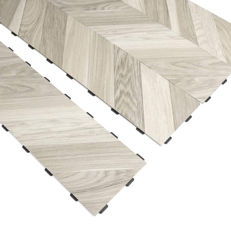 Art3d Herringbone Grayish Yellow 5 MIL 36 in. L x 6 in. W Waterproof Click Lock Luxury Vinyl Flooring Tile(27sq. ft./Box ) A43hd401