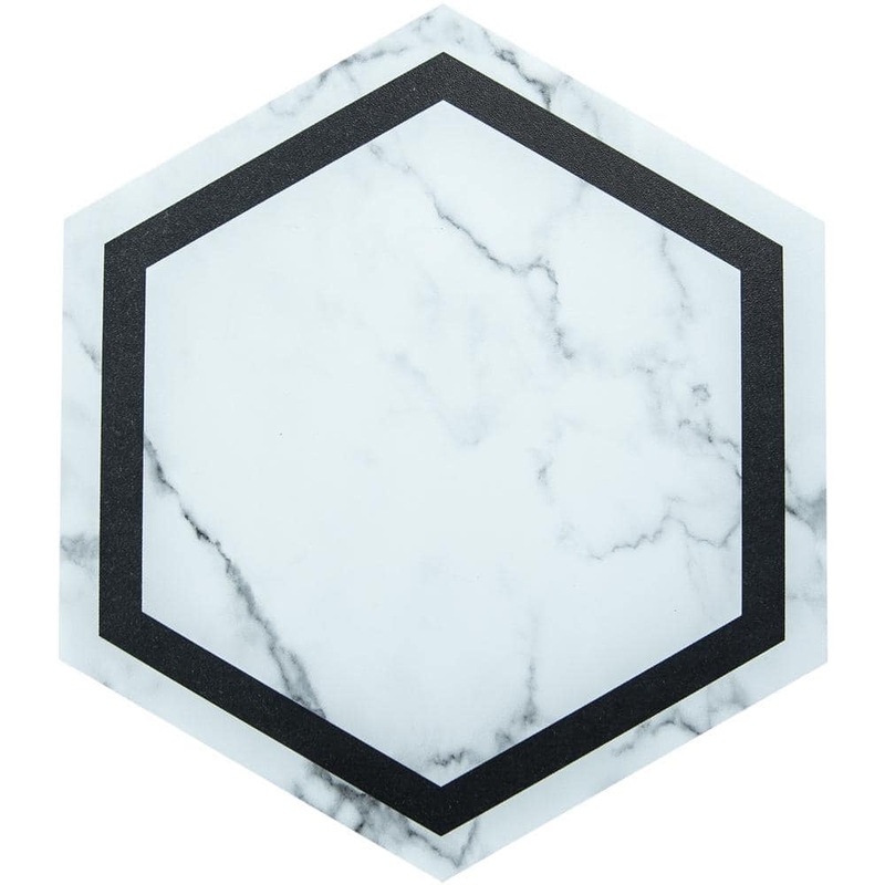 Art3d White Marble Look 6 mil 10.8 in. x 10.2 in. Water Resistant Peel and Stick Vinyl Tile Flooring (50 sq. ft./Box) A43hd514WM