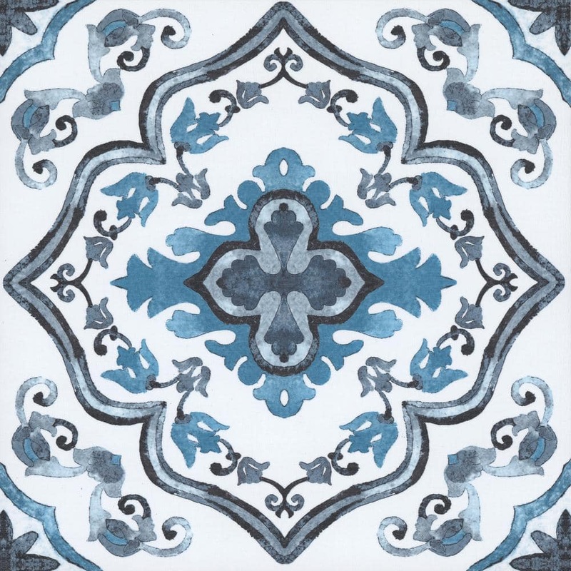FloorPops Marrakesh 12 in. W x 12 in. L Blue Peel & Stick Vinyl Tile Flooring (20 sq. ft./case) TFP3932