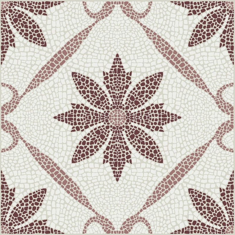 FloorPops Red 3 MIL x 12 in. W Water Resistant Jamila Burgundy Peel and Stick Virgin Vinyl Floor Tiles Set of 20 ( 20 sq. ft. ) TFP6299