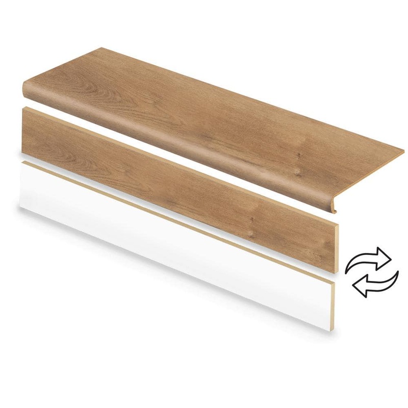 Cap A Tread 2 Pack-Lakeside Hill Oak 47 in. L x 12.15 in. W x 2.28 in. T Vinyl Overlay Stair Tread and Reversible Riser 01D-CA77530