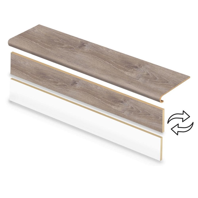 Cap A Tread 2 Pack-Sterling Oak 47 in. L x 12.15 in. W x 1.69 in. T Vinyl Overlay Stair Tread and Reversible Riser 01D-C073691