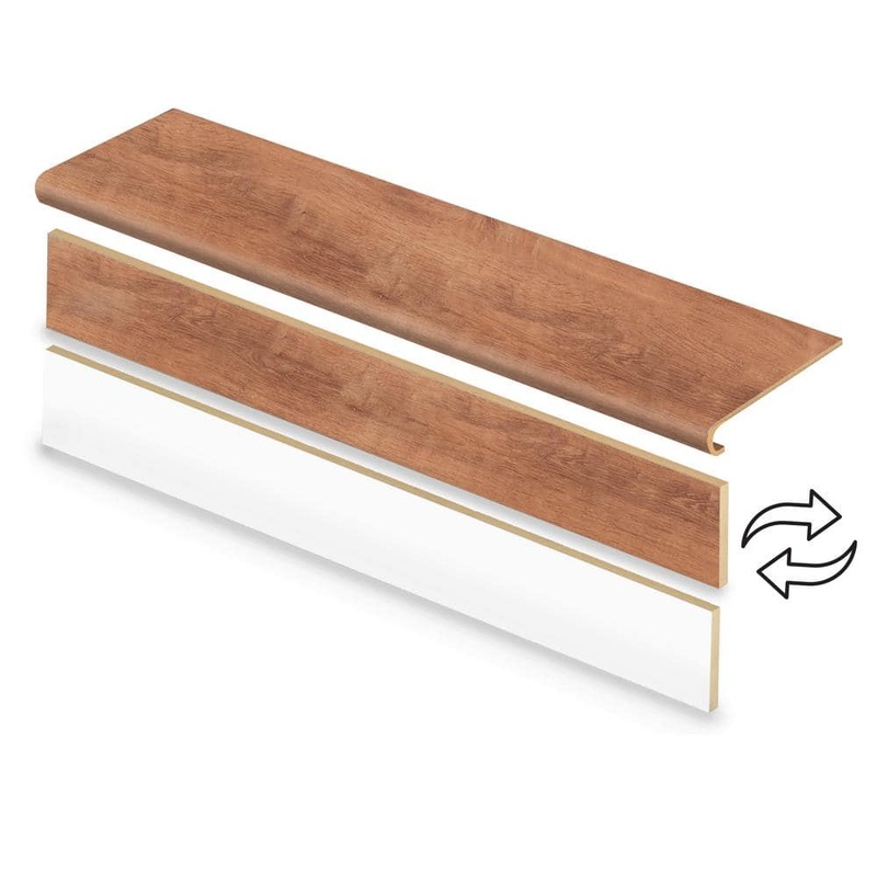 Cap A Tread 2 Pack-Trail Oak 47 in. L x 12.15 in. W x 1.69 in. T Vinyl Overlay Stair Tread and Reversible Riser 01D-C073675