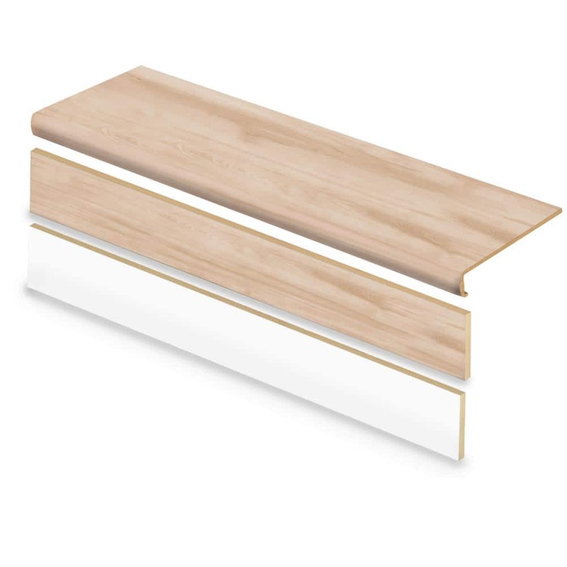 Cap A Tread Antique Linen Hckry/Arches Natural Beige 47in.Lx12.15in.Wx57.91mmT Vinyl Overlay Stair Tread and Reversible Riser Kit 01CA72017