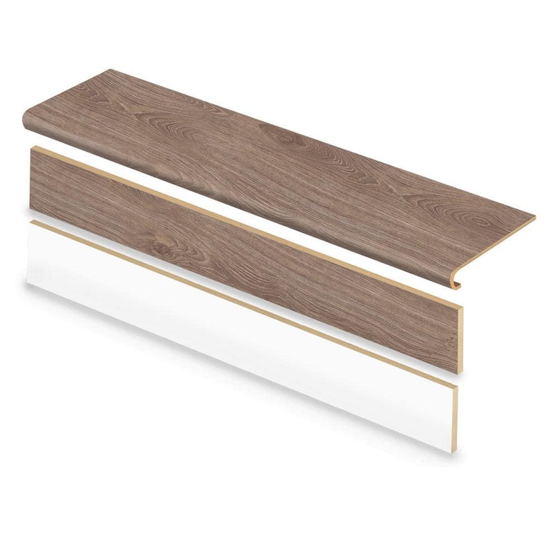 Cap A Tread Bennett Valley Oak/Kettle Hill 47 in. L x 12.15 in. W x 42.92 mm T Vinyl Overlay Stair Tread and Reversible Riser Kit 01C077214