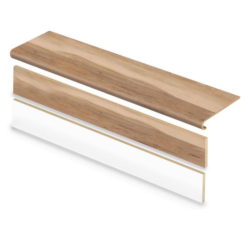 Cap A Tread Lathem Pine 47 in. L x 12.15 in. W x 1.69 in. T Vinyl Overlay Stair Tread and Reversible Riser Kit 01C078005