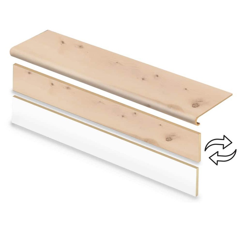 Cap A Tread Luxurious Pine Wood 47 in. L x 12.15 in. W x 42.92 mm T Vinyl Overlay Stair Tread and Reversible Riser Kit 01C074063