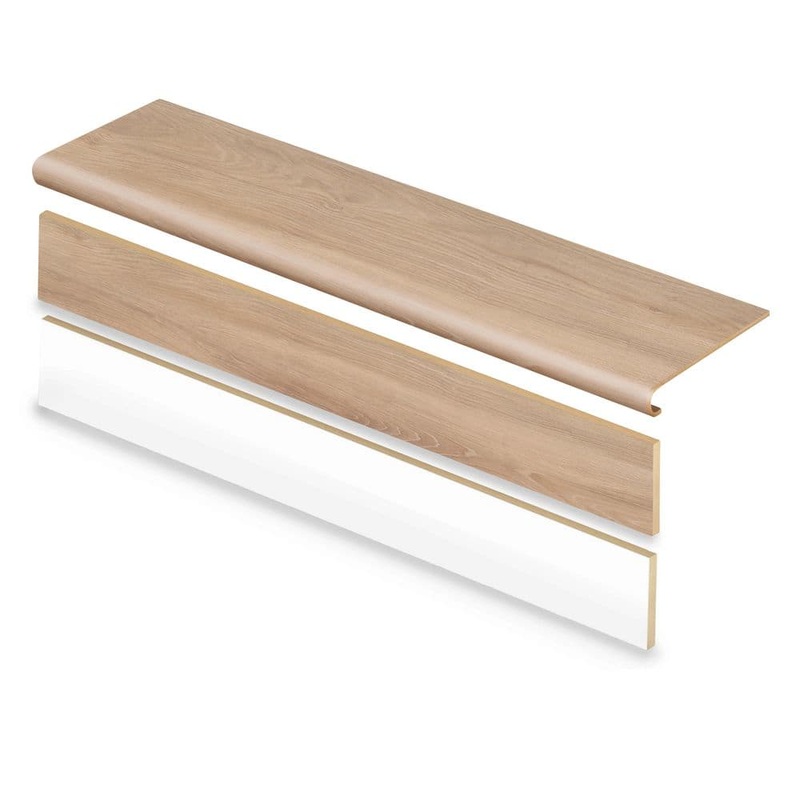 Cap A Tread Peace Ridge Oak 47 in. L x 12.15 in. W x 42.92 mm T Vinyl Overlay Stair Tread and Reversible Riser Kit 01C078032