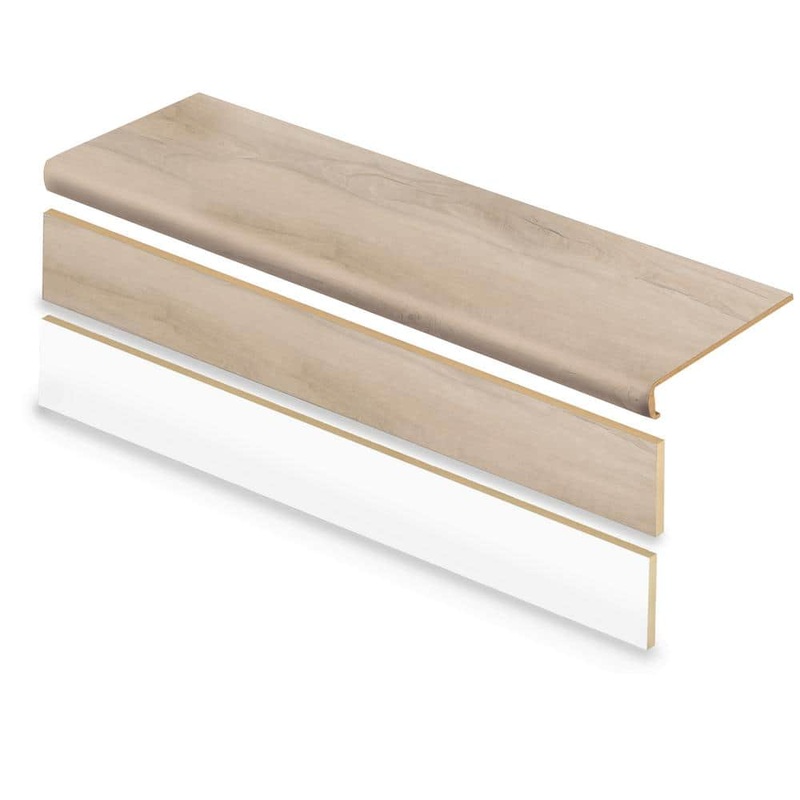 Cap A Tread Sand Dune Oak 47 in. L x 12.15 in. W x 57.91 mm T Vinyl Overlay Stair Tread and Reversible Riser Kit 01CA77630