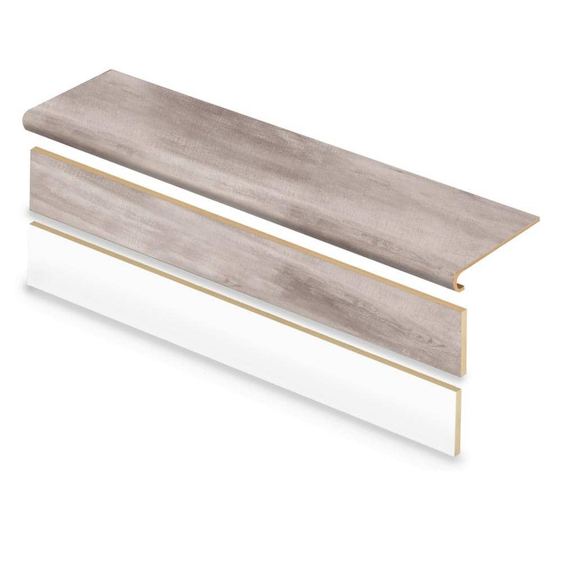 Cap A Tread Sorento Platinum Beige/Fishers Island Wd 47in.Lx12.15in.Wx42.92 mmT Vinyl Overlay Stair Tread and Reversible Riser Kit 01C073900