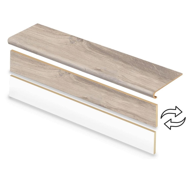 Cap A Tread Webb Creek Hickory 47 in. L x 12.15 in. W x 42.92 mm T Vinyl Overlay Stair Tread and Reversible Riser Kit 01C073999