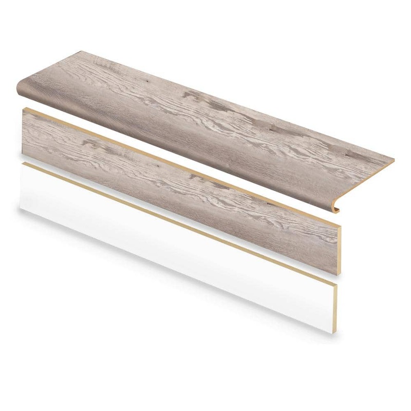 Cap A Tread Winding Brook/Ashland Valley 47 in. L x 12.15 in. W x 42.92 mm T Vinyl Overlay Stair Tread and Reversible Riser Kit 01C077471