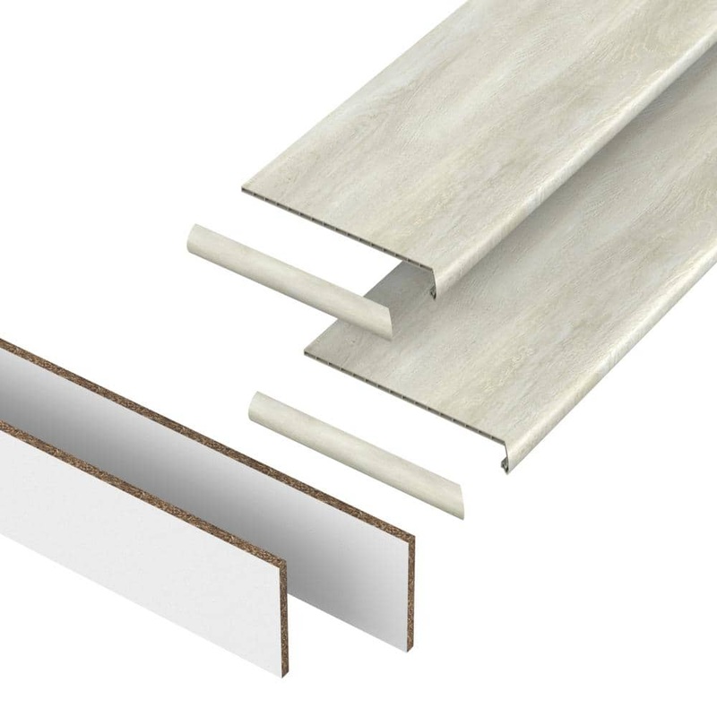 PERFORMANCE ACCESSORIES Soft Oak Glazed 43.18 mm. T x 48 in. L x 12.2 in. W Stair Tread, Riser & Return Kit (Set of 2) VTDKH-PR006