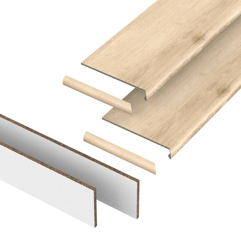 PERFORMANCE ACCESSORIES Vesinet 43.18 mm. T x 48 in. L x 12.2 in. W Stair Tread, Riser & Return Kit (Set of 2) VTDKH-PR017