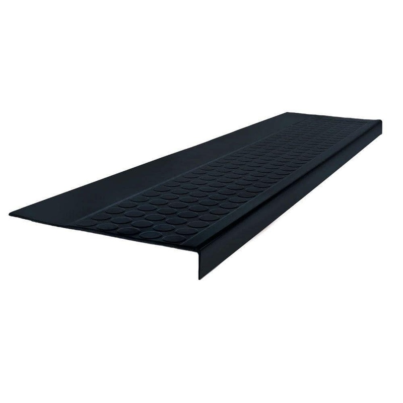 ROPPE Low Circular Profile Black 12.5 in. x 72 in. Rubber Square Nose Stair Tread 72921P100