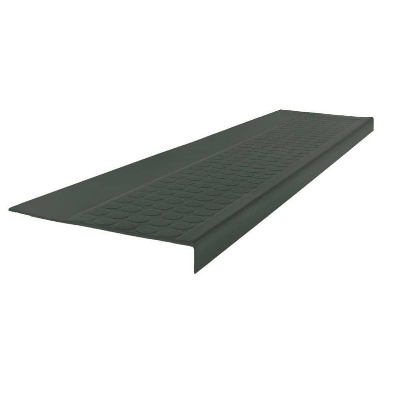 ROPPE Low Profile Raised Circular Design Black Brown 12.5 in. x 48 in. Rubber Square Nose Stair Tread 48922P193