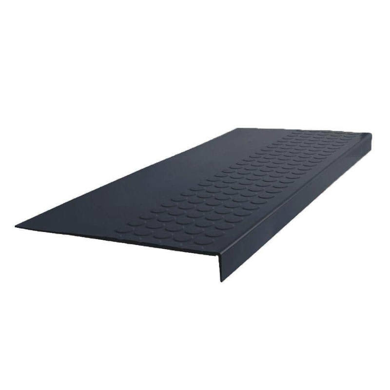 ROPPE Vantage Profile Raised Circular Design Black 20-1/16 in. x 42 in. Rubber Square Nose Stair Tread 42981P100