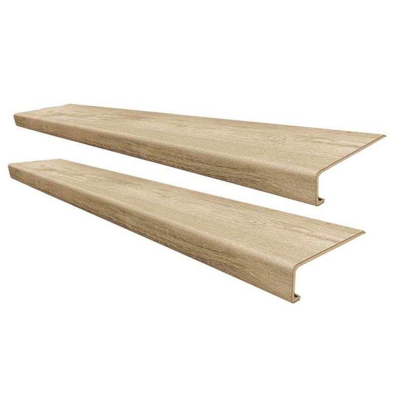 STEPSOLUTION Bailey’s Beach Oak Stair Tread Molding Square, Exact Match for Lifeproof Vinyl Floor 2-pieces 46 in. x 7 in. x 6.5 mm T 1010305864-SST