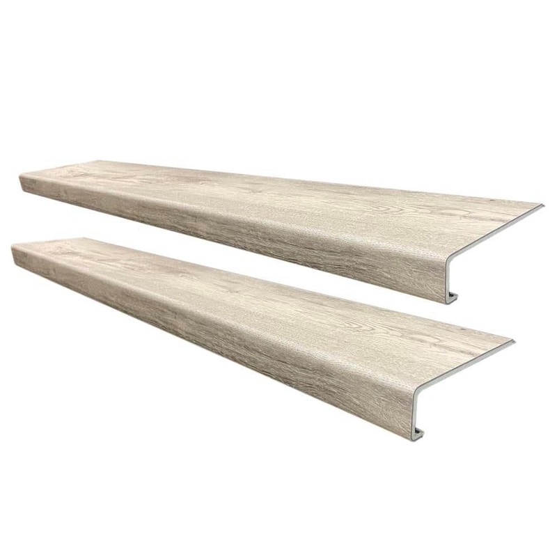 STEPSOLUTION Chiffon Oak Stair Tread Molding Square Model – Exact Match for Life Proof Vinyl Floors, 2 Pieces per Box, 46 in. Long 1004815591-SST