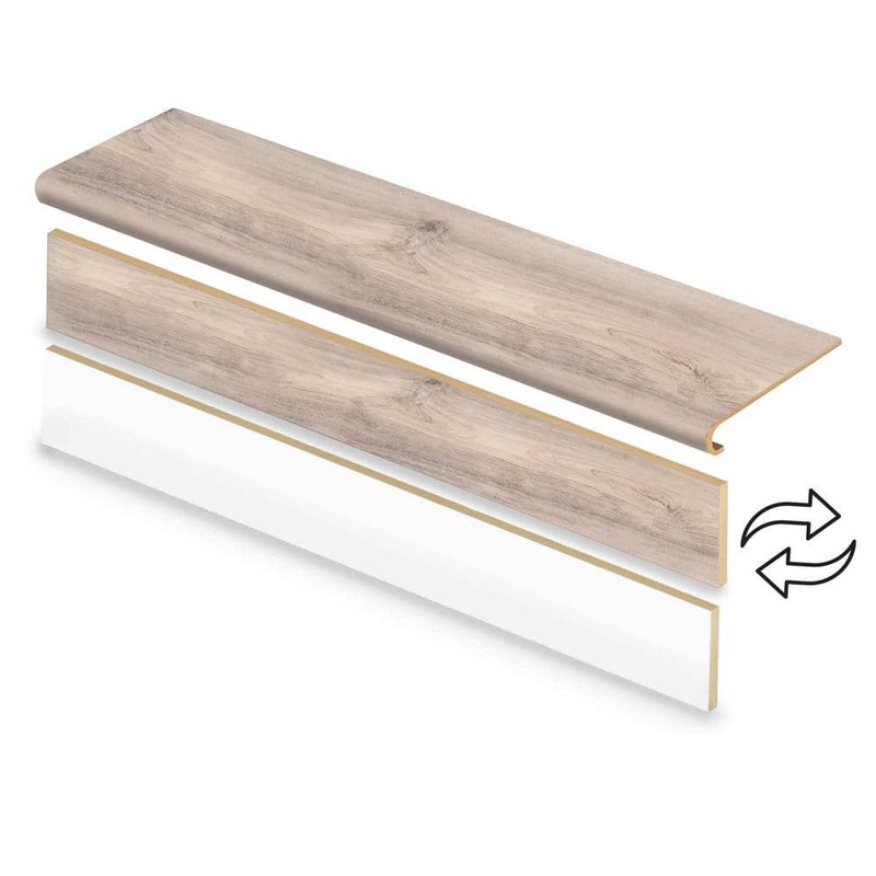 Cap A Tread 2 Pack-Chiffon Lace Oak/Vale View Oak 47 in. L x 12.15 in. W x 1.69 in. T Vinyl Overlay Stair Tread and Reversible Riser 01D-C073856