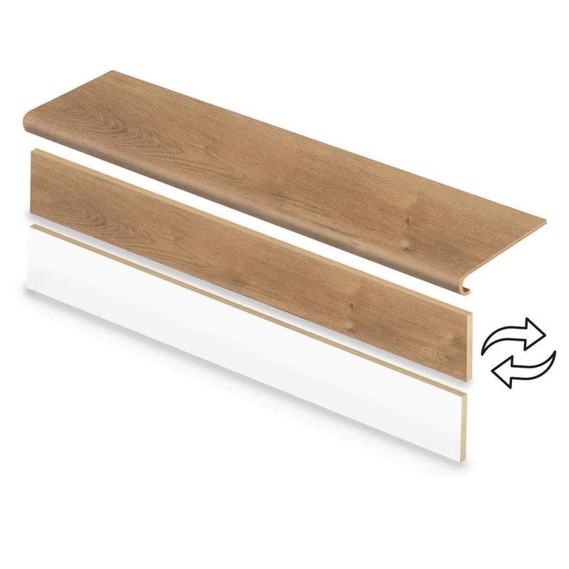 Cap A Tread 2 Pack-Lakeside Hill Oak 47 in. L x 12.15 in. W x 1.69 in. T Vinyl Overlay Stair Tread and Reversible Riser 01D-C077530