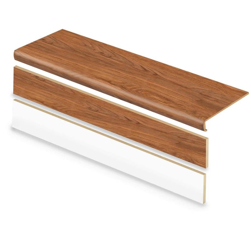 Cap A Tread Anndel Oak 47 in. L x 12.15 in. W x 57.91 mm T Vinyl Overlay Stair Tread and Reversible Riser Kit 01CA74014