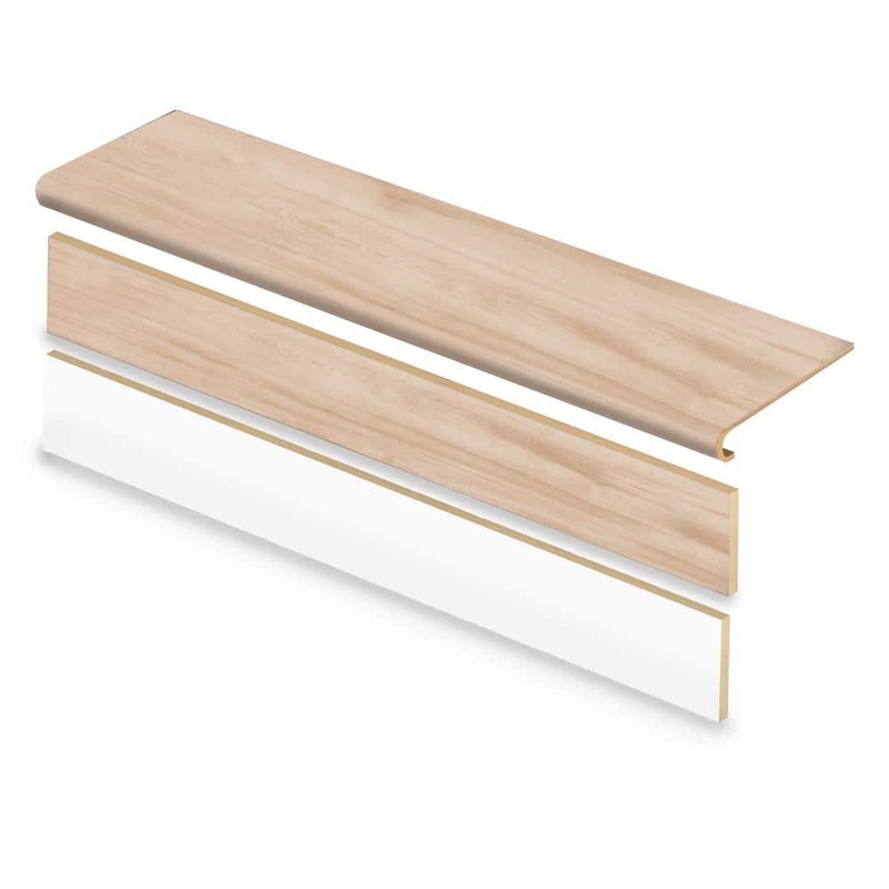 Cap A Tread Antique Linen Hckry/Arches Natural Beige 47in.Lx12.15in.Wx42.92 mmT Vinyl Overlay Stair Tread and Reversible Riser Kit 01C072017