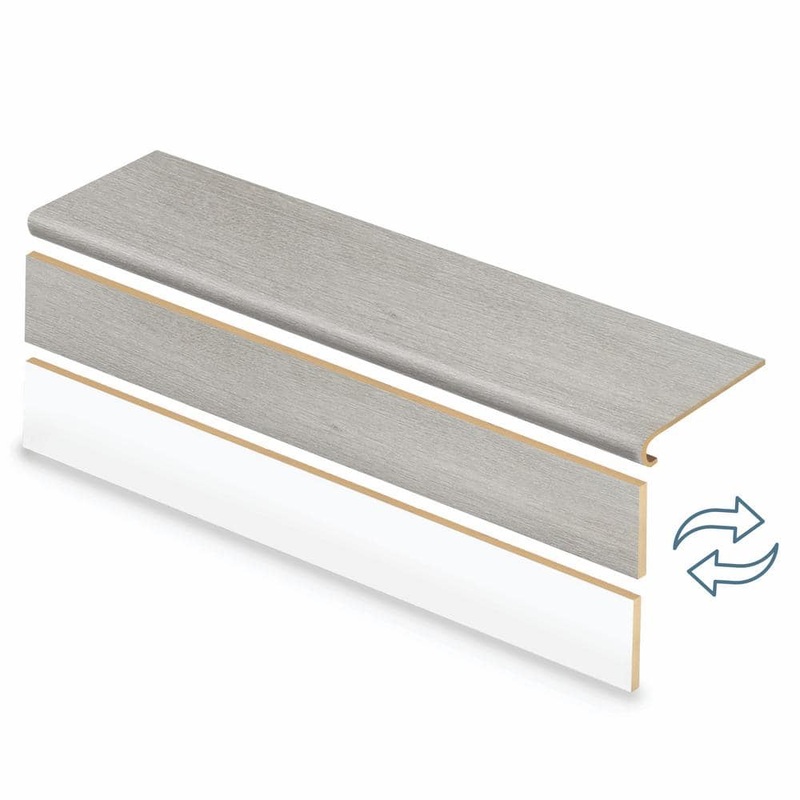 Cap A Tread Champagne Beach Wood 47 in. L x 12.15 in. W x 42.92 mm T Vinyl Overlay Stair Tread and Reversible Riser Kit 01C074017