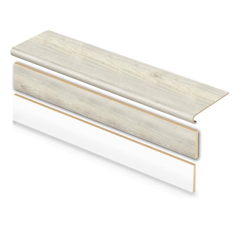 Cap A Tread Chiffon Lace Oak/Vale View Oak 47 in. L x 12.15 in. W x 42.92 mm T Vinyl Overlay Stair Tread and Reversible Riser Kit 01C073856