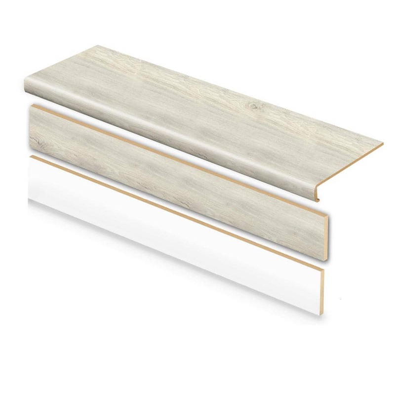 Cap A Tread Chiffon Lace Oak/Vale View Oak 47 in. L x 12.15 in. W x 57.91 mm T Vinyl Overlay Stair Tread and Reversible Riser Kit 01CA73856