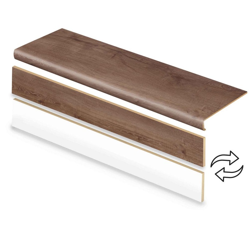 Cap A Tread Cocoa Twilight 47 in. L x 12.15 in. W x 57.91 mm T Vinyl Overlay Stair Tread and Reversible Riser Kit 01CA77453