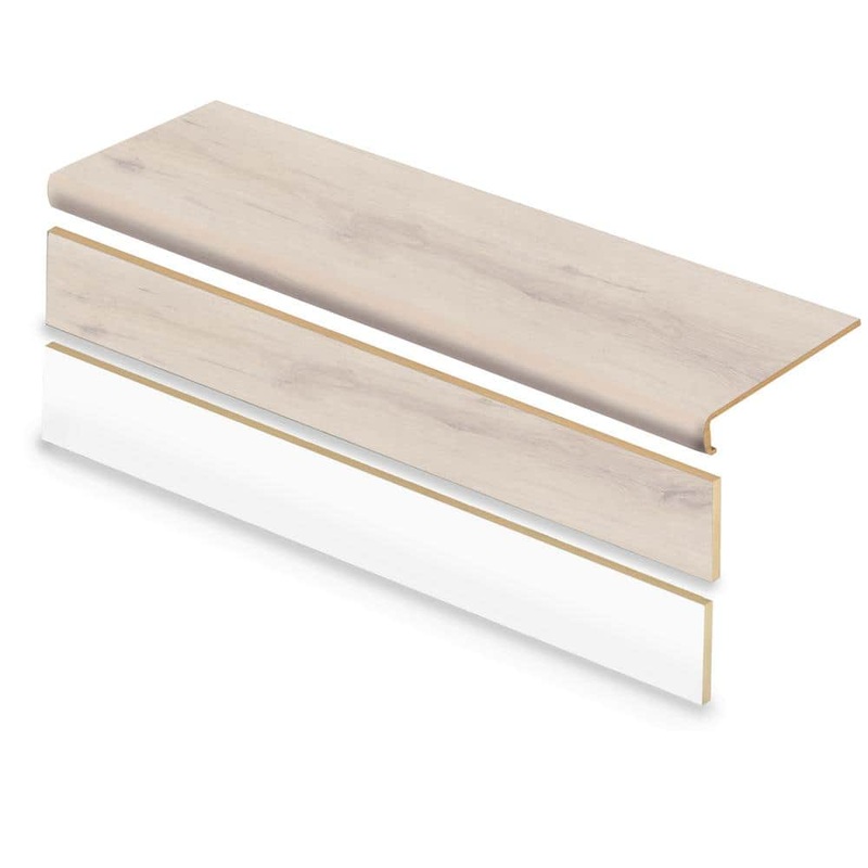 Cap A Tread Color 7395 47 in. L x 12.15 in. W x 2.28 in. T Vinyl Overlay Stair Tread and Reversible Riser Kit 01CA77395