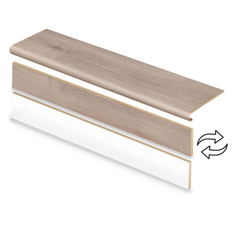 Cap A Tread Desmond Oak 47 in. L x 12.15 in. W x 42.92 mm T Vinyl Overlay Stair Tread and Reversible Riser Kit 01C077477