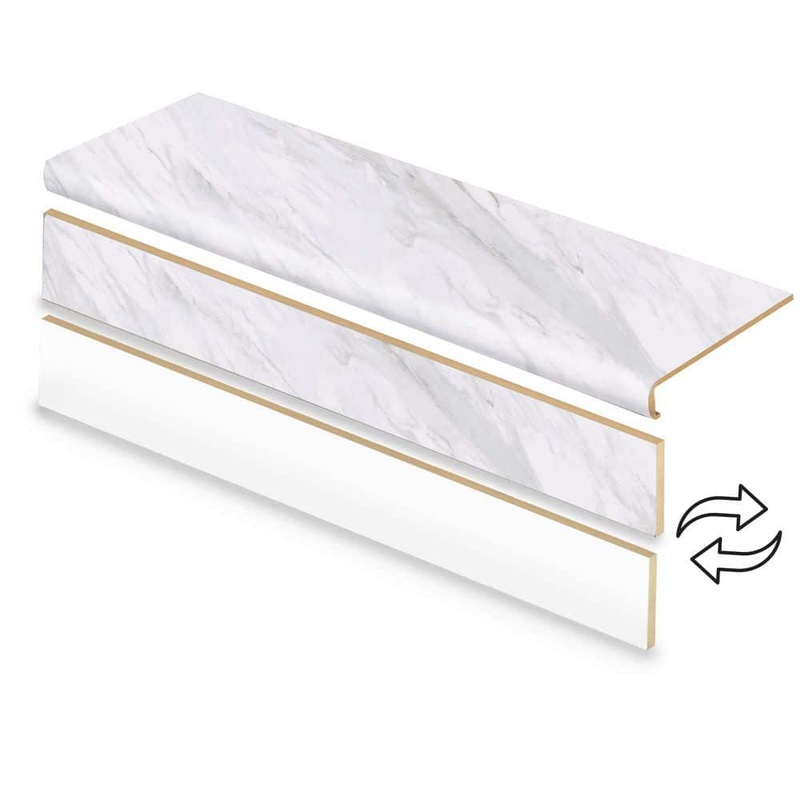 Cap A Tread Emerald Bay Marble/Mountain Brook Marble 47in.Lx12.15in.Wx57.91mmT Vinyl Overlay Stair Tread and Reversible Riser Kit 01CA77646