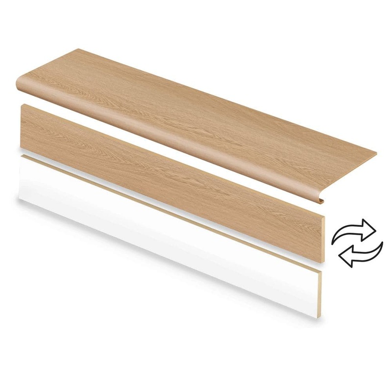 Cap A Tread French Oak Drs/Hrvst Hues/Fx Hllw 47 in. L x 12.15 in. W x 42.92 mm T Vinyl Overlay Stair Tread and Reversible Riser Kit 01C077980