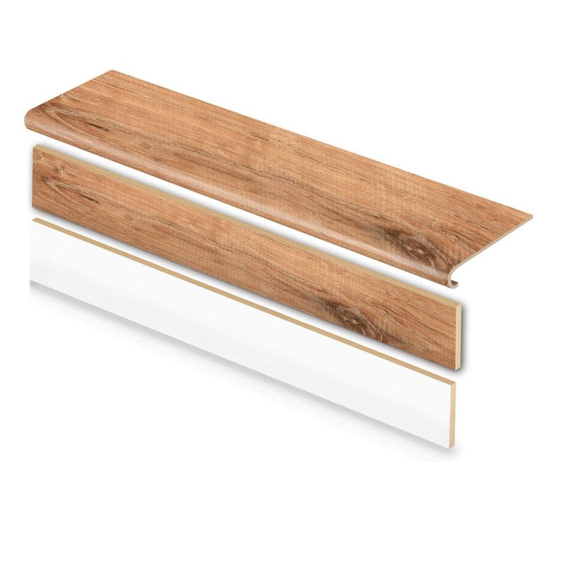 Cap A Tread Fresh Oak 47 in. L x 12.15 in. W x 42.92 mm T Vinyl Overlay Stair Tread and Reversible Riser Kit 01C073673