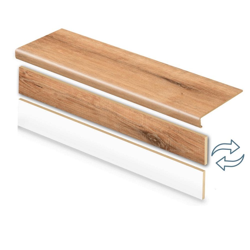 Cap A Tread Fresh Oak 47 in. L x 12.15 in. W x 57.91 mm T Vinyl Overlay Stair Tread and Reversible Riser Kit 01CA73673