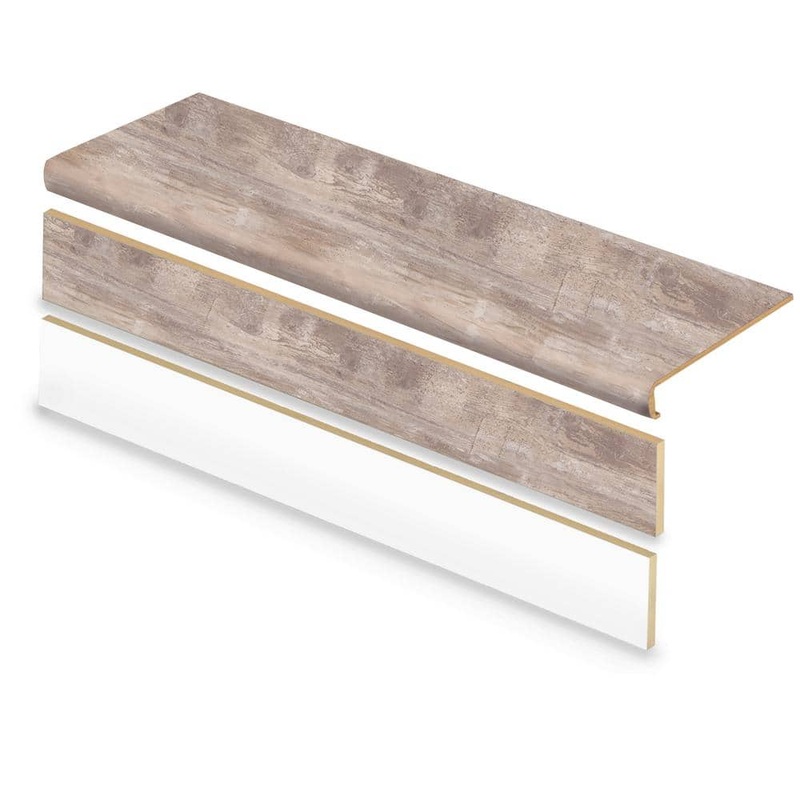 Cap A Tread Lighthouse Oak/Rustic Wood/Salted Oak 47in.Lx12.15in.Wx57.91mmT Vinyl Overlay Stair Tread and Reversible Riser Kit 01CA73682