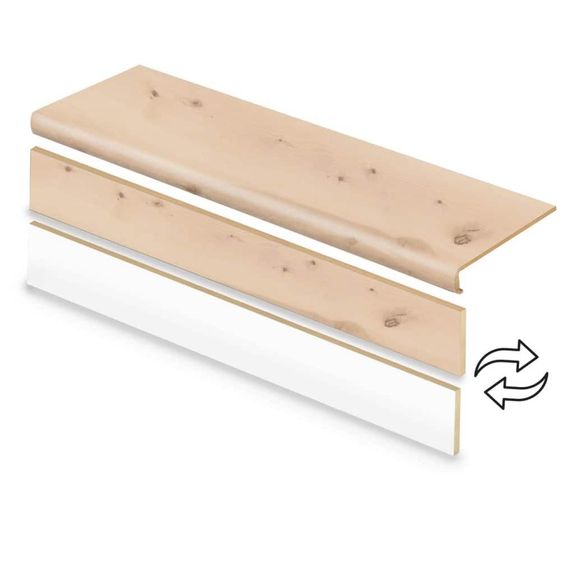 Cap A Tread Luxurious Pine Wood 47 in. L x 12.15 in. W x 57.91 mm T Vinyl Overlay Stair Tread and Reversible Riser Kit 01CA74063